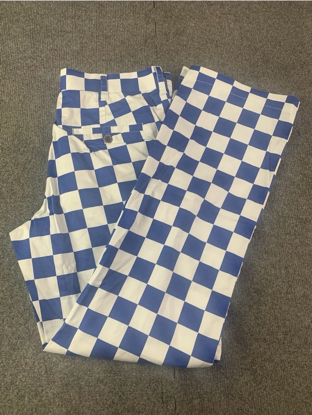 Loudmouth Mens 100% Cotton Checkerboard Golf Pants Size 32x34 Blue/White